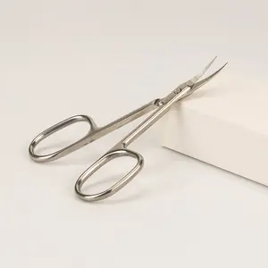 China Manufacture Silver Stainless Steel Nail Salon Use Sharp Russian Cuticle Manicure Scissors Professional Sharp Curved