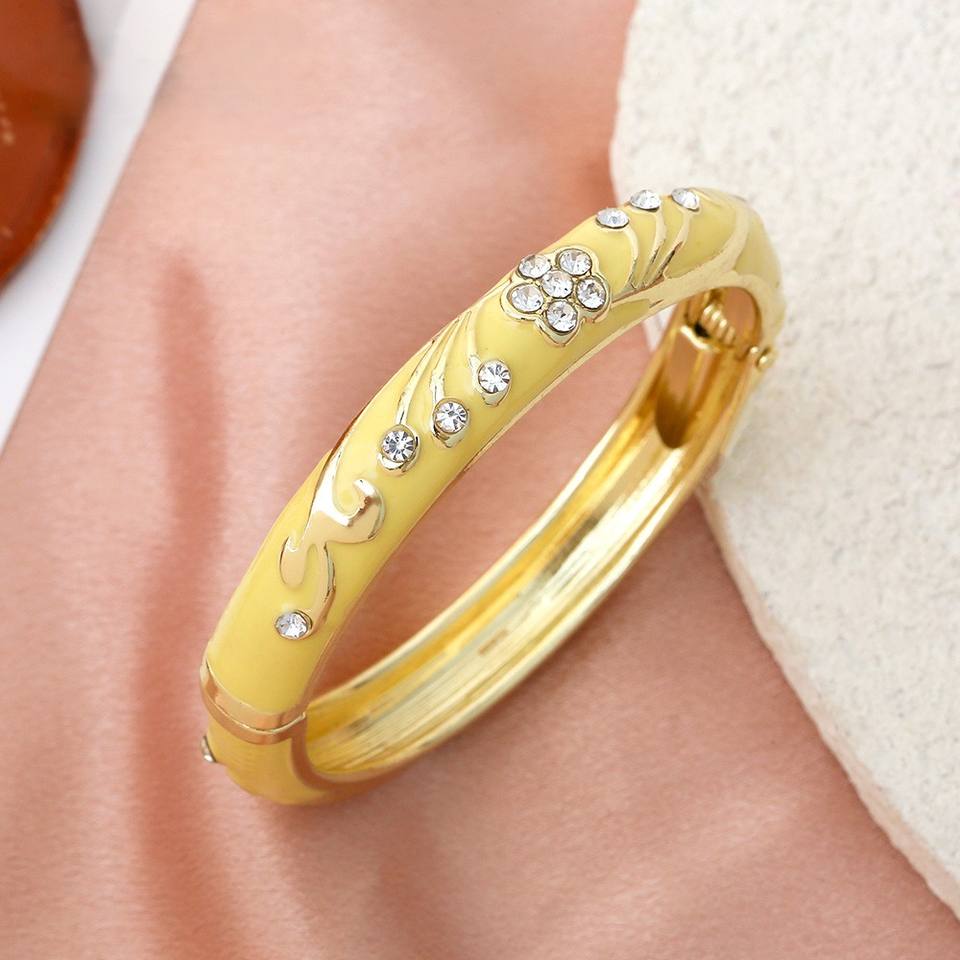 Retro Oil-drip Enamel Bracelet Chinese Style Non-fading Flower Bracelet ...