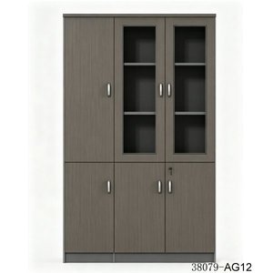 Meuble de salon moderne avec portes en verre et finition bois 38079-AG08 Meuble de rangement - Product Image 3
