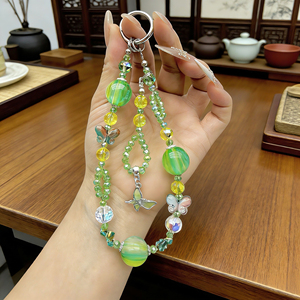 Dreamy Glass Butterfly Phone Chain Niche Design Crystal Lanyard