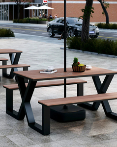 Ensemble <span class=keywords><strong>table</strong></span> et chaises avec parasol, <span class=keywords><strong>table</strong></span> <span class=keywords><strong>de</strong></span> jardin en bois <span class=keywords><strong>de</strong></span> haute qualité pour pique-nique et terrasse. - Product Image 1