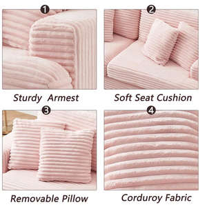 <span class=keywords><strong>Sofa</strong></span> kain korduroi merah muda mewah, <span class=keywords><strong>Sofa</strong></span> dengan bantal pegas tahan lama, rakitan mudah untuk penggunaan rumah Hotel, furnitur ruang tamu - Product Image 6