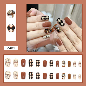 Venta al por mayor de <span class=keywords><strong>uñas</strong></span> postizas personalizadas de lujo de alta calidad acrílico <span class=keywords><strong>uñas</strong></span> postizas decoración de diamantes de imitación prensa francesa en <span class=keywords><strong>uñas</strong></span> 24 Uds - Product Image 3