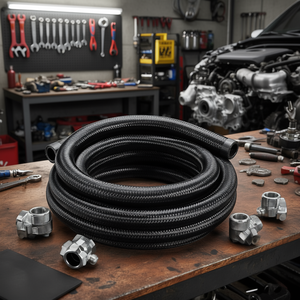 Kit de conduite de carburant 10AN, tuyau tressé en nylon noir de 10 pieds avec raccords pivotants pour pièces de pompe à carburant - Product Image 2