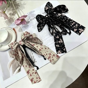 Foggy Flower Season Korean Style Floral <b>Bow</b> Banana <b>Clip</b> for Women, High-Level Ponytail Claw <b>Clip</b>, Elegant and Versatile Hair - Product Image 2