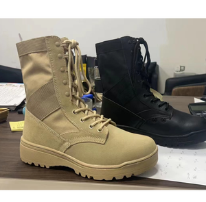 DFT0115 Botas de Desierto de Gamuza Vacuna, Botas de Selva de Cuero Liso Negro - Product Image 4