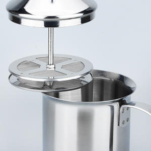 Ustensiles de cuisine en acier inoxydable mousseur manuel café <span class=keywords><strong>lait</strong></span> Blander <span class=keywords><strong>lait</strong></span> crémier pour cafetière avec couvercle à poignée résistant à la chaleur - Product Image 3
