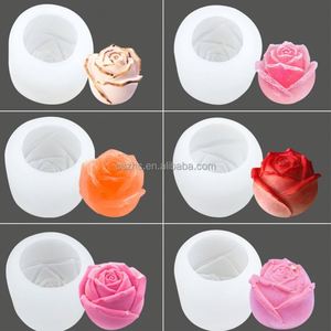 Resistente a baja y alta temperatura 3D Rosa flor blanco ecológico silicona Fondant Chocolate pastel molde hornear Decoración - Product Image 2