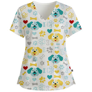 कस्टम मुद्रित यूनिसेक्स स्क्रब शीर्ष अस्पताल मुद्रित नर्सिंग स्क्रब शीर्ष काम स्क्रब नर्सिंग डॉक्टर पोशाक - Product Image 3