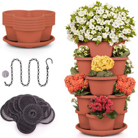 Pot de plantation empilable à 5 niveaux pour herbes, légumes, fleurs, fraises, grand panier en plastique, tour de jardinage hydroponique vertical, maison