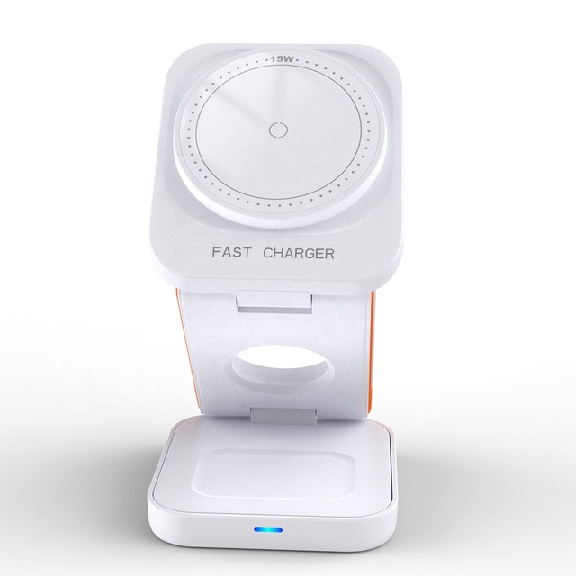 New Hot Sales 3 in 1 Wireless Charging Station Portable Foldable Magnetic Wireless Charger for iPhone Airport Apple Watch