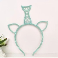Serre-tête Thème Anniversaire Décoration Perles Couleurs Bonbon pour Enfants, Décoration Fête Anniversaire, Serre-tête Queue de Sirène, Serre-têtes Fille pour Fêtes