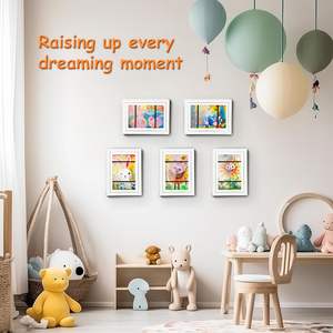 Cadre photo magnétique pour enfants, style maison, avec ouverture frontale, en bois, à suspendre au mur, pour photos et œuvres d'art - Product Image 3