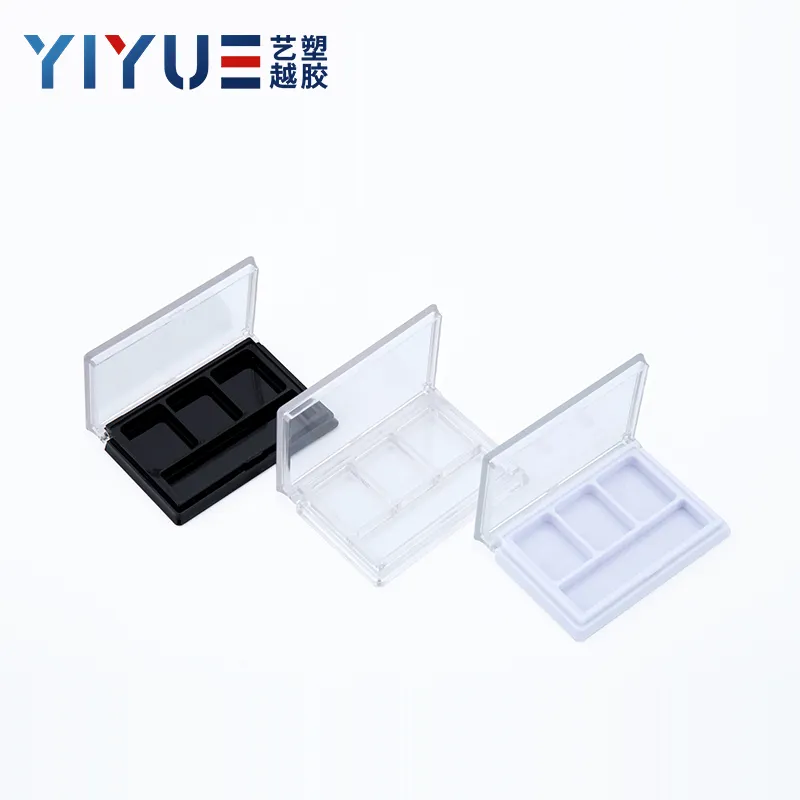 Пустой контурный хайлайтер YIYUE, пластиковый 3-цветной чехол для теней с кисточкой