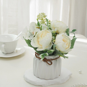 <b>Hydrangea</b> <b>Artificial</b> Flowers in Ceramic Pots for Festive Home Office Party Wedding Decorations-for Thanksgiving Christmas Easter - Product Image 2