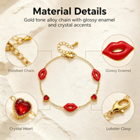 Nieuwe trendy gouden roestvrijstalen armband met olieachtige druppel, fruit- en bloemenmotief, ingelegd met zirkoon, minimalistisch, exquisiete dames cadeau sieraden