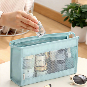 Travel <b>Toiletry</b> Bag 26x8x15cm Hook Type Mesh Transparent Canvas Minimalist Multifunction Large Capacity Bathroom <b>Storage</b> - Product Image 1