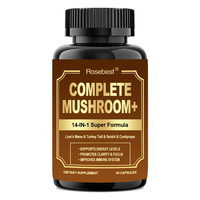 Rosebest – Complément Adaptogène en Capsules à Base d'Extrait de Champignons Mélangés (Crinière de Lion, Queue de Dinde, Maitake, Reishi et Cordyceps)