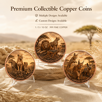 Pièce de monnaie en cuivre pur 999 de 5 oz, thème faune africaine premium, colorée, haute relief, impression UV antique moderne, aventure en pleine nature