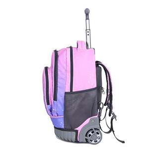Zaino Trolley per studenti delle scuole medie e medie alla moda ruote da viaggio a doppia spalla per ragazze elementari in poliestere - Product Image 3