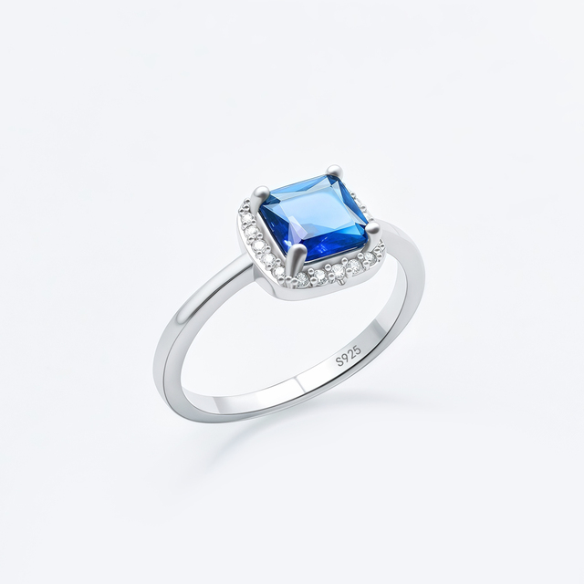 925 Sterling Silver with Color Zirconia Ladies Wedding Ring 925 Silver Engagement Ring