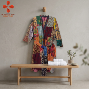 Chaqueta Kantha Reversible de algodón de estilo étnico Vintage - Product Image 2