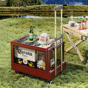 Şeffaf katlanabilir 3 in 1 açık saklama kutusu ile tekerlekler ve masa üstü kamp piknik plaj seyahat parti organizatör sepeti için - Product Image 6