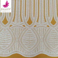 Dentelle de mariage brodée de perles et de sequins de haute qualité HY2804, blanc pur, super haute densité