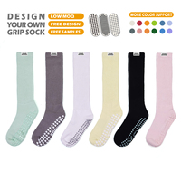 Chaussettes de yoga antidérapantes respirantes personnalisées pour femmes, hauteur genou, avec logo sur mesure
