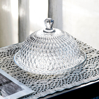 Ensemble de cloches à gâteau en verre taillé, transparentes, gaufrées motif diamant, écologiques et durables, pour la présentation de pâtisseries et de fruits sur table