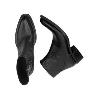 Bottines à fermeture éclair en cuir véritable noir, bout pointu, chaussures d'automne pour hommes tendance, semelle extérieure en caoutchouc, semelle intermédiaire en PU - Product Image 2