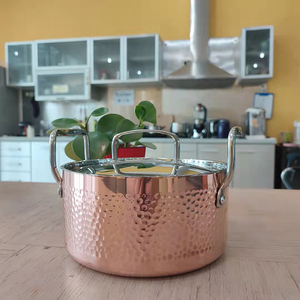 Ollas <span class=keywords><strong>y</strong></span> sartenes de <span class=keywords><strong>cobre</strong></span> con tapa de vidrio, juegos de utensilios de cocina, directo de fábrica - Product Image 2