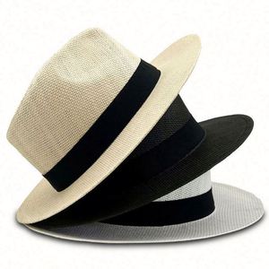 Chapeau Panama Classique Ajustable en Paille – Style Tendance Fait Main avec Impression Sérigraphiée, Protection Solaire, Chapeau de Plage pour Femme - Product Image 1