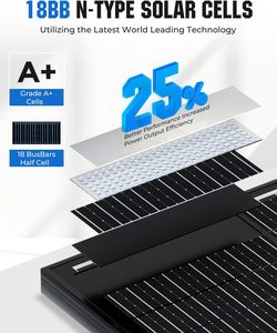 Panneau solaire 18BB N-Type 800 Watt 8PCS 100W, panneaux solaires 12V, 25% d'efficacité élevée, modules photovoltaïques monocristallins - Product Image 3