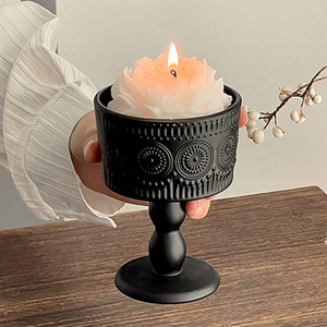 Vente en gros de porte-bougies en verre noir mat de luxe, porte-bougies personnalisés pour <span class=keywords><strong>mariage</strong></span>, design unique - Product Image 6