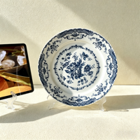 Service de table en céramique à motif floral bleu rose vintage, assiettes et bols en porcelaine classiques pour la décoration de table
