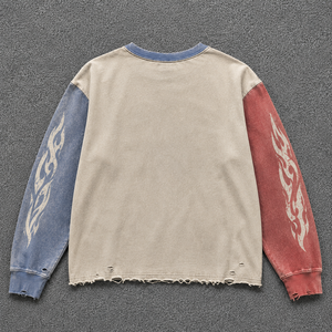 เสื้อยืดผู้ชาย LONELY CHILD รุ่นวินเทจ ทรงครอป คอกลม ขอบดิบ แต่งลายกราฟิก สไตล์สตรีท แขนยาว - Product Image 2