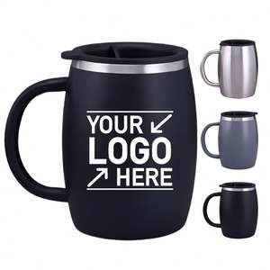Vasos de Café Personalizados con Logotipo de 14 oz para Bebidas Frías, con Tapa Antiderrames, Asa Resistente, Acero Inoxidable Aislado, Tazas de Viaje - Product Image 1