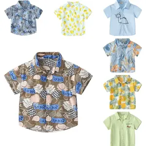 Camicia a maniche corte per bambini 2023 nuova estate sezione sottile bambino stile hawaiano vacanza bavero top camicia per ragazzi