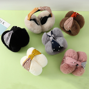 Bandeau noué en perles MIO Korea, <span class=keywords><strong>cache</strong></span>-oreilles d'hiver en fausse fourrure douce, <span class=keywords><strong>cache</strong></span>-oreilles moelleux et confortable pour femmes, <span class=keywords><strong>cache</strong></span>-oreilles chauds - Product Image 2