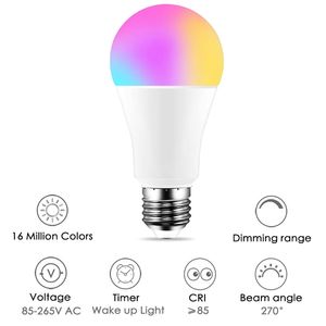 <span class=keywords><strong>Ampoule</strong></span> d'éclairage domestique intelligente RGB blanc dimmable fonctionne avec Alexa/Google home Timer Function B22 E27 LED wifi smart rvb bulb - Product Image 2