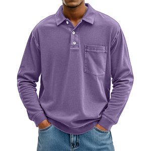 Camisa de Manga Larga para Hombre, Nueva Colección 2026, Antiarrugas, Estilo Casual Elegante, con Bolsillo, Color Sólido - Product Image 3