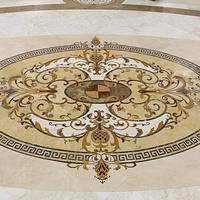 Villa Design Carreaux de marbre Jet d'eau Sol Motif de fleurs Médaillon Jet d'eau Incrustation Sol en marbre découpé
