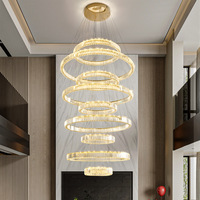 Lustre moderne de luxe en cristal K9 pour villa, salon, escalier, hall d'hôtel, forme ronde
