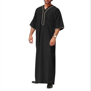 Robes <span class=keywords><strong>de</strong></span> <span class=keywords><strong>prière</strong></span> islamiques traditionnelles <span class=keywords><strong>de</strong></span> Dubaï à manches courtes, respirantes, pour hommes musulmans, unies, gaufrées, grandes tailles - Product Image 1