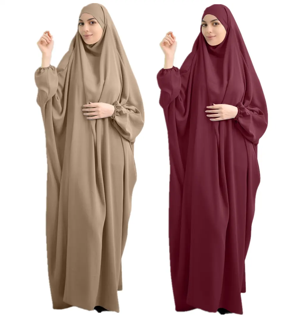 Robe de prière arabe pour femmes, grande taille, longue, maxi, musulmane, khimar, jilbab, abaya avec hijab