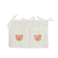 Vente en gros de sacs de rangement pour bébés, sac suspendu étanche, sacs de poussette en coton naturel avec broderie matelassée