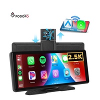Écran portable sans fil CarPlay Podofo 8,1 pouces, Android Auto, Airplay, autoradio stéréo, caméra de tableau de bord vidéo 2,5K, caméra avant réglable
