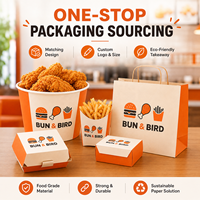 Seau à poulet frit jetable en papier de qualité alimentaire avec couvercle, personnalisable avec logo, pour vente en gros