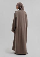 Robe Abaya en coton pour femme, collection automne-hiver, coupe élégante, col rond, manches longues, robe modeste